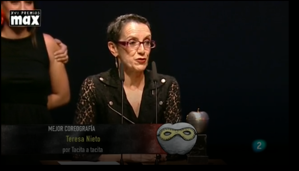 Captura oficial de los XVI Premios Max con Tacita a Tacita / Teresa Nieto ganadora de Mejor Coreografía
