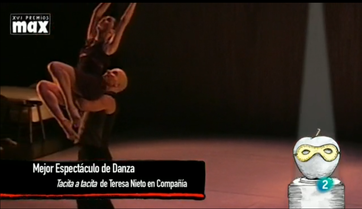 Captura oficial de los XVI Premios Max con Tacita a Tacita ganadora de Mejor Espectáculo